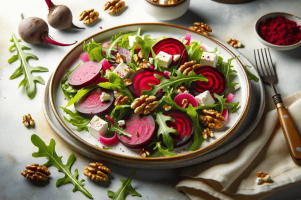 Salada de Beterraba Assada com Queijo de Cabra